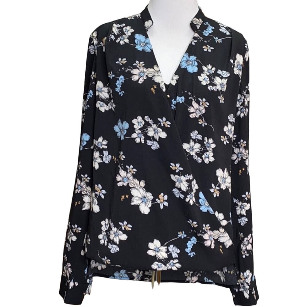 Holly Bracken Floral Flower Daisy Wrap Blouse S/M